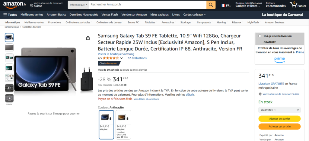 les fiches produits des vendeurs Amazon